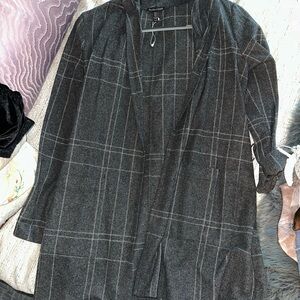 Eileen Fisher Charcoal Plaid Cardigan